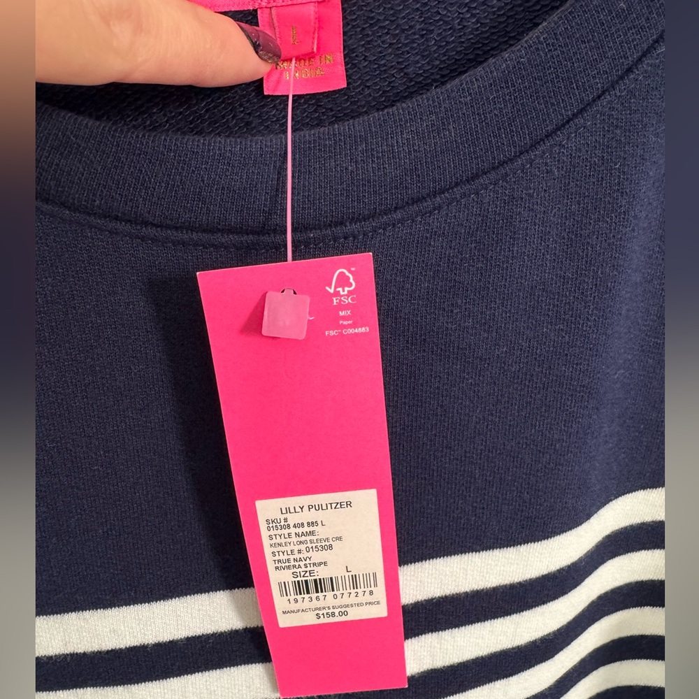 Lilly Pulitzer Kenley Long Sleeve Dress in Navy and White Stripes - Picture 4 of 4
